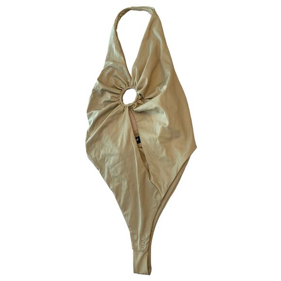 Lamarque Belicia Luxury Swim Open Back O-Ring One Piece Buttermilk Tan Small - Picture 1 of 5
